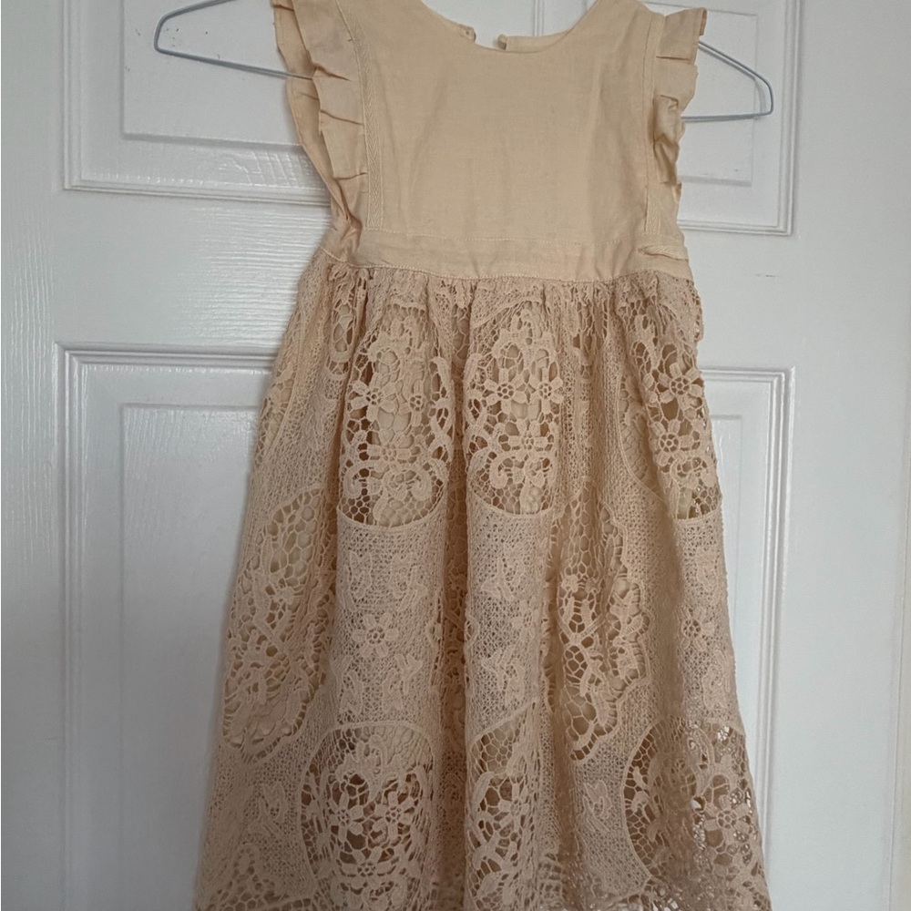 Charming Cream Lace Kids Dress